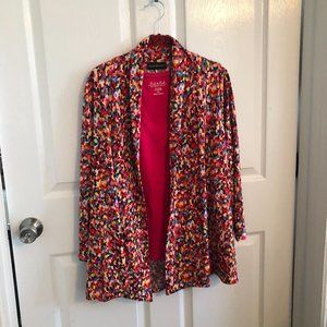 Pink Multi color Travel Essentials Cardigan with Pink Peck and Peck blouse